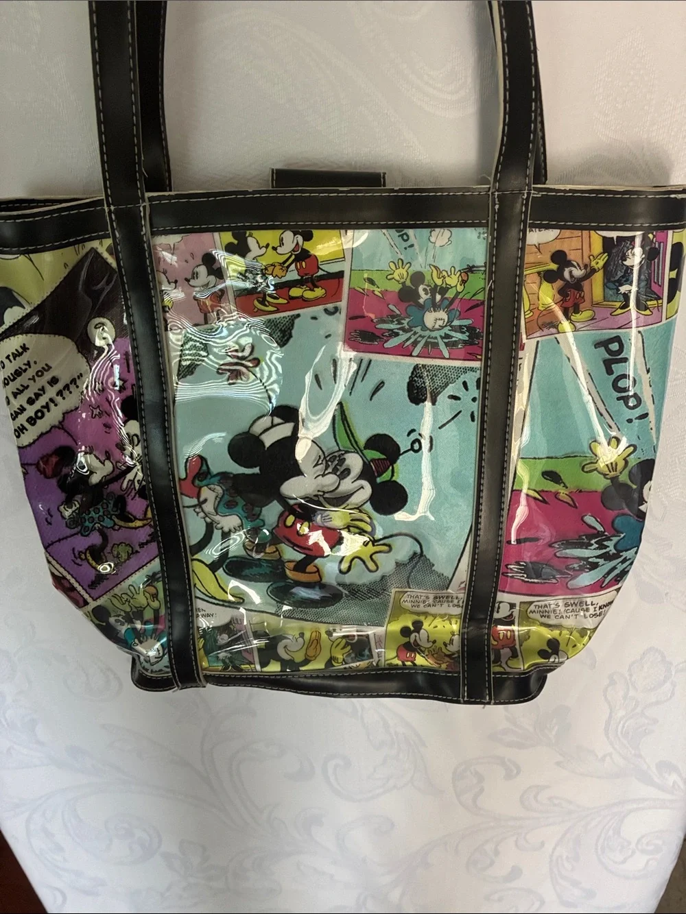 Disney Multicolor Comic-Panel Tote with Black Trim